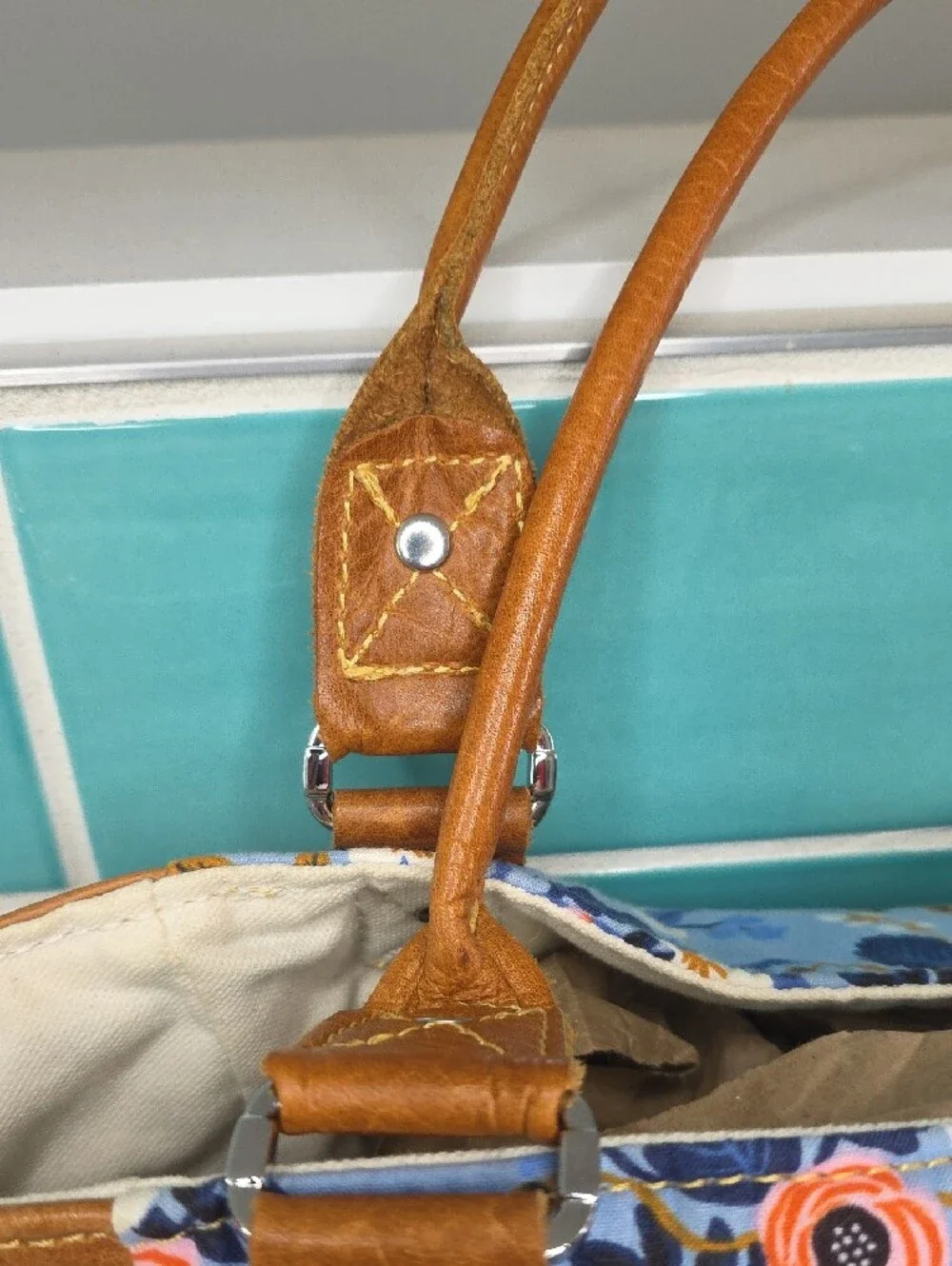 Shoulder/Crossbody Bag with Floral Accent